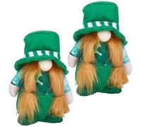 GORGECRAFT 2PCS St Patrick's Day Gnomes Plush Decorations Irish Green Hats Leprechaun Lucky Clover Shamrocks Dwarf Figurine Mrs Elderly Couple Ornaments for Home Table Party Decor Gifts