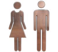 GORGECRAFT 2PCS Toilet Signs Self Adhesive WC Sign Men & Women Toilet Signs Restroom Identification Signs Plastic Wall Stickers for Hotel Store Shopping Center Parking Lots Restaurant, Antique Bronze