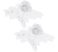 GORGECRAFT 2Pcs White Beaded Flower Lace Appliques Glitter Sequin Embroidered Sew on Patch 3D Floral Motif Cloth Collar Sewing Decorative Patches for DIY Wedding Bridal Dress Clothing Bags Craft