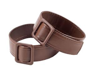 GORGECRAFT 2PCS Women Overcoat Sleeve Band Soft PU Leather Wide Trench Tie Belts Coconut Brown Men Replacement Wind Coat Cuffs Belt Adjustable Buckle Clasps Accessories for Shirt Windbreaker Jacket