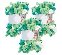 GORGECRAFT 3 Skeins 21M Loop Yarn Polyester Soft Plush Bulky Thick Puffy Knitting Chunky Crochet Finger Looped Yarn for Hand Woven Knitting Blanket Rugs DIY Crafts Supplies Green No Needless