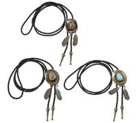 GORGECRAFT 3 Styles Bolo Tie for Men Western Cowboy Vintage Neckties with Antique Bronze Alloy Cowboy Hat Pendent Leather Rope Necklaces for Unisex Halloween Carnivals Cosplay Accessories