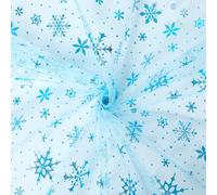 GORGECRAFT 3 Yards Snowflake Foil Organza Fabric 170cm Wide Light Blue Christmas Snowflake Sheer Fabric Glitter Lace Mesh Tulle for DIY Sewing Crafts Tutu Skirt Wedding Party Dress Tablecloth Decor