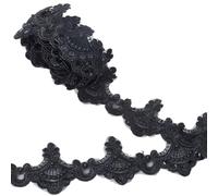 GORGECRAFT 3 Yards x 62mm Venice Lace Trim Black Embroidery Scalloped Sewing Trims Metallic Wave Flower Beaded Sequin Edge Ribbon Wedding Applique for Curtain Slipcover Bridal Home Decor DIY Crafts