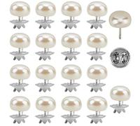 GORGECRAFT 30 Sets 12mm White Removable Pearl Rivets No Sew Easy Brooch Button Clips Fixed Brooches Reusable Pearl Decorative Buttons pins for Women Clothes DIY Shirt Dress Sweater Shawl