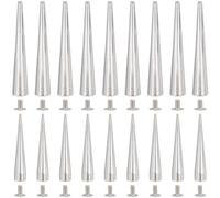 GORGECRAFT 30 Sets 2 Sizes 54mm 38mm Large Silver Spike and Studs Metallic Cone Punk Metal Tree Rivet Screwback Stud Screw on Cone Long Copper Bullet Rivets for Rock Leather Clothing Jackets Crafts