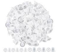 GORGECRAFT 300Pcs 2 Sizes Small Tattoo Ink Cups Clear Silicone Transparent Semi Permanent Base Microblading Caps Makeup Pigment Containers Holders Accessories for Tattooing Supplies