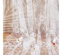 GORGECRAFT 300x150cm White Chantilly Lace Fabric French Eyelash Lace Floral Embroidery Fabrics Vintage Nylon Scalloped Edge Lace Trim Ribbon Flower Diy Clothes Sewing Applique for Wedding Dress Sewing