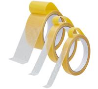 GORGECRAFT 30m 3 Rolls Double Sided Carpet Tape Strong Adhesive Heavy Duty Mounting Tape 14/18/49mm Wide Yellow Mesh Cloth Backing Adhesive Strip for Carpets Mat Wall Floors Crafts Picture Hanging