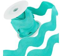 GORGECRAFT 30mm 5 Yards Rick Rack Trim Ric Rac Sewing Rickrack Lace Wave Ribbon Zig Zag Wave Bending Lace Trim Dark Turquoise S Shaped Woven Fabric with Spool for Sewing DIY Crafts
