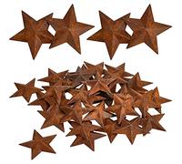 GORGECRAFT 30PCS 1 Inch Metal Rusty Barn Star Antique Primitives Rustic Country Tin Steel Stars Crafts Ornaments Accents Decor 3D Tin Star for Vintage Home Farmhouse Wall Decor