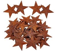 GORGECRAFT 30PCS 2.5" Vintage Rusty Metal Barn Star Antique Primitives Tin Steel Stars with Holes Original Rustic Iron Ornament Retro Accents for Patriotic 4th of July Crafts Home Farmhouse Holiday