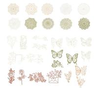GORGECRAFT 30Pcs 3 Styles Decorative Lace Paper Vintage Art Floral Rose Butterfly Round Boho Hollow Lace Cutouts for Scrapbooking Junk Journal Planners Album Decor Decoupage Card Making DIY Crafts