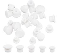 GORGECRAFT 30PCS 5 Sizes White Silicone Bottle Stopper Replacement Rubber Tube Plug 9/10/ 12/13.5/ 15mm Salt and Pepper Shakers Stopper Soft Reusable End Covers for Bottles Pipes Flower Pots