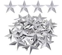 GORGECRAFT 30PCS 80mm Galvanized Metal Stars Vintage Rustic Silver Primitive Stars Three Dimensional Christmas Tree Patriotic Ornament for Crafts Remembrance Day Hanging Wall Holiday Wreath Decor