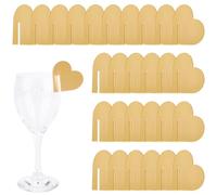 GORGECRAFT 30Pcs Heart Drink Tags Acrylic Marker Wine Glass Charms Tall Cup Label Blanks Flat Glass Identifiers Name Tag Golden Goblet Toppers for Home Bar Festival Christmas Valentines Party