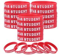 GORGECRAFT 30Pcs Silicone Bracelet Wristbands Red Rubber Bracelets Basketball Waterproof Lightweight Elastic Sports Band Bracelet with Word Star for Football Gym Sport Party