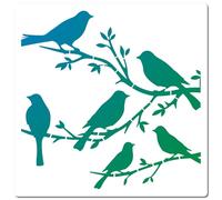 GORGECRAFT 30x30cm Bird on Branch Stencil Large Reusable Birds Tree Template Leaf Silhouette Sign Home Decor Plastic PET Stencils for Painting on Wood Wall Cabinets Scrapbook Card Floor Drawing