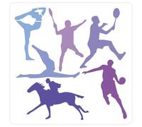 GORGECRAFT 30x30cm Large Sports Painting Stencil Gymnast Equestrianism Ornament Reusable White PET Drawing Template Basketball Athlete Paint Stencils for Painting Wood Wall DIY Craft Fabric