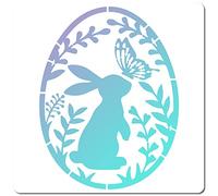 GORGECRAFT 30x30cm Rabbit Stencil Summer Rabbit in Egg Butterfly Plant Pattern Templates Large Reusable Plastic Square Stencils Sign for Painting on Wood Wall Scrapbook Card Floor Drawing DIY Crafts