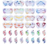 GORGECRAFT 32 Styles Reusable Face Paint Stencils Plastic Body Drawing Butterflies Hearts Snowflakes Tattoo Painting Makeup Temporary Tracing Body Template for Halloween Party Makeup Art Crafts