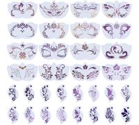 GORGECRAFT 32 Styles Reusable Face Paint Stencils Plastic Body Drawing Flower Butterfly Bats Spiders Tattoo Painting Makeup Temporary Tracing Body Template for Halloween Cosplay Makeup Art Crafts