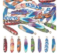 GORGECRAFT 32Pcs 8 Colors Colorful Feather Charms Bulk Flat Metal Alloy Enamel Native American Bohemian Wing Plumage Pendant Dangles for Jewelry Making Earring Necklace DIY Craft Dream Catcher