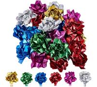 GORGECRAFT 36Pcs 6 Colors Pull Bows 10cm Assorted Plastic Glitter Gift Wrapping Bow Present Wrapping with Ribbon for Christmas Tree Decoration Holiday Baskets Birthday Wedding Valentine's Day Bows