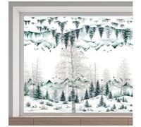 GORGECRAFT 38 x 120cm Snowy Forest Mountain Window Cling Large Winter Tree Window Decals Reusable Anti-Collision Non-Adhesive PVC Stickers Static Cling for Holiday Home Office Glass Mirror Decor