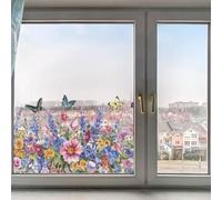 GORGECRAFT 38x116cm Large Flower Butterfly Window Decals Reusable Spring Floral Blossom Sunflower Vine Glass Window Sticker Cling Film to Prevent Birds Strikes from Sliding Door for Home Room Decor