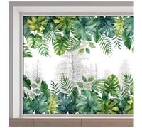 GORGECRAFT 38x116cm Tropical Window Glass Decals Static Non Adhesive Green Plant Leaf Flower Botanical Reusable Double Sided Anti Collision Non-Adhesive Window Decals Cling for Home Room Sliding Door