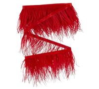 GORGECRAFT 3m Ostrich Feather Fringe Trim 10-15cm Width Fluffy Ostrich Plumes Trimmings with Satin Ribbon Tape for DIY Sewing Crafts Carnival Dress Costumes Stage Clothes Wedding Decoration, Red