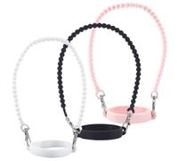 GORGECRAFT 3Pcs 3 Colors Water Bottle Handle Strap Pink White Black Soft Rubber Silicone Round Twist Tumbler Bottles Sling Carrier Holders Straps for Walking Hiking Compatible Cup Accessories