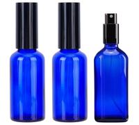 GORGECRAFT 3Pcs Blue Glass Spray Bottles 50ml Portable Empty Fine Mist Refillable Travel Spray Bottles for Cleaning Perfume Aromatherapy Cosmetic Sprays Hair Essential Oils Pharmacy