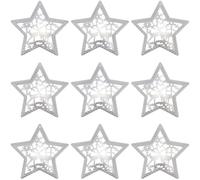 GORGECRAFT 4.33 Inch 10PCS Rustic Silver Stars Hollow Out Galvanized Metal Barn Star Ornament Three Dimensional Christmas Tree Star for Hanging Wall Holiday Wreath Decor Crafts Project Handmade