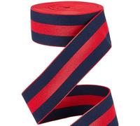 GORGECRAFT 4.3m x 40mm Striped Elastic Band Royal Blue Red Stretchy Webbing Stripe Pattern Stretchable Fabric Ribbon Flat Woven Strap for DIY Sewing Craft Waistband Headband Garments Accessories
