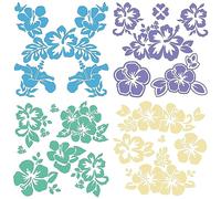GORGECRAFT 4 Colors Hawaiian Hibiscus Flower Car Decal Laser Car Sticker Sun Protection Reflective Self Adhesive Car Accessories Automotive Exterior Decoration for Suv Laptop