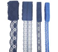 GORGECRAFT 4 Rolls 18.3Ms Sewing Lace Ribbon Inelastic Vintage Decorative Lace Trim Roll Edge Trimming Applique for Sewing Crafts Wedding Bouquet Home Decorations Curtain Tablecloth Gift Wrapping