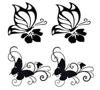 GORGECRAFT 4 Sheets 2 Styles Car Decal Black Butterfly Hibiscus Flowers Hawaiian Reflective Decals PET Waterproof Sticker Outdoor Bumper Women Car Stickers for Auto Truck SUV Wall Window