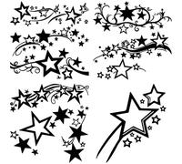 GORGECRAFT 4 Sheets 4 Styles Star Car Decal Black Plastic Waterproof Reflective Graphics Car Body Side Stickers Self-adhesive Five-Pointed Bumper Decals for Laptop Phone Accessory Helmet Wall Decor