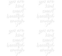 GORGECRAFT 4 Sheets Rearview Mirror Decal White Car Mirror Stickers Word You are Kind Smart Beautiful Enough 90X65mm Waterproof Self Adhesive Positive Affirmation Decals for Women Car Bathroom