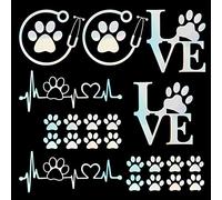 GORGECRAFT 4 Style Colorful Laser Reflective Puppy Paw Print Car Sticker Adhesive Waterproof Love with Paw Stethoscope Sticker for Emblem Decal Mug Bumper Motorbikes Luggages Skateboard Decoration