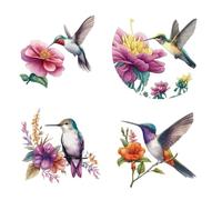 GORGECRAFT 4 Styles 16cm Bird Window Stickers Spring Flowers PVC Reusable Glass Sliding Door Sticker Static Clings Vinyl Alert Bedroom Bathroom Anti-Collision Decals to Stop Birds Strikes