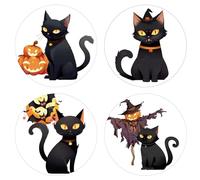 GORGECRAFT 4 Styles 16cm Black Cats Window Stickers Halloween Pumpkin Scarecrow Bats Removable Window Decals Vinyl Film Non Adhesive Alert Cling for Prevent Stop Birds Dogs Pets Strikes Home Decor