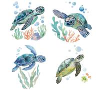 GORGECRAFT 4 Styles 16cm Sea Turtle Window Stickers Coral Seaweed Starfish Static Sliding Door Glass Window Decals Decorative Double-Side Alert Cling for Prevent Stop Birds Dog Strikes Home Decor