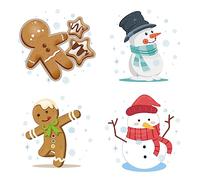 GORGECRAFT 4 Styles Christmas Window Decals Gingerbread Man Snowman Waterproof Static Window Clings Non Adhesive Vinyl Film Anti-Collision Stickers for Glass Sliding Door Bedroom Bathroom Decor