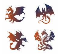 GORGECRAFT 4 Styles Double Side Dragon Window Decals 6.3x6.3 Inch Non Adhesive Removable Reusable Static Sliding Door Glass Decals Vinyl Alert Film Stickers for Prevent Stop Birds Dog Pets Strikes