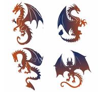 GORGECRAFT 4 Styles Dragon Window Clings 16cm Round Non Adhesive Removable Reusable Static Sliding Door Glass Decals Vinyl Alert Film Stickers for Prevent Stop Birds Dog Pets Strikes Home Decor