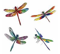 GORGECRAFT 4 Styles Dragonfly Window Stickers 6.3x6.3 Inch Round Anti-Collision Static Sliding Door Decals Reusable Glass Vinyl Alert Film Clings for Prevent Stop Birds Dog Pets Strikes Home Decor