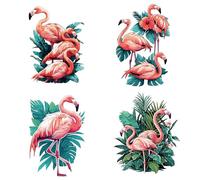 GORGECRAFT 4 Styles Flamingo Window Decals Green Plant Leaves Static Glass Sliding Door Sticker Clings Vinyl Alert Film Anti-Collision Alert Decals for Prevent Stop Birds Dogs Pets Strikes Home Decor